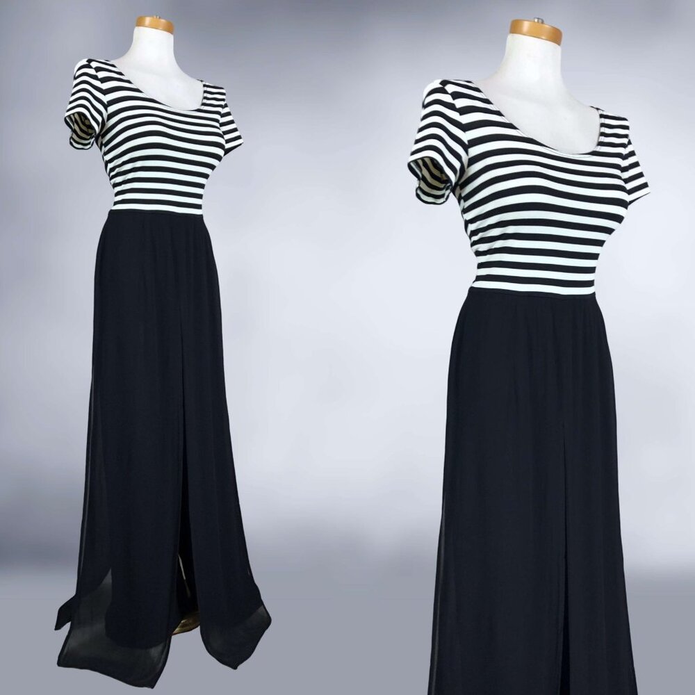 VINTAGE 90s Striped Car Wash Flap Gothic Jumpsuit by Ashlee Size 8 VFG - Picture 5 of 9